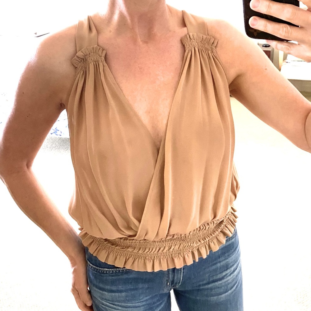 Haute hippie silk nude color sleeveless top Small